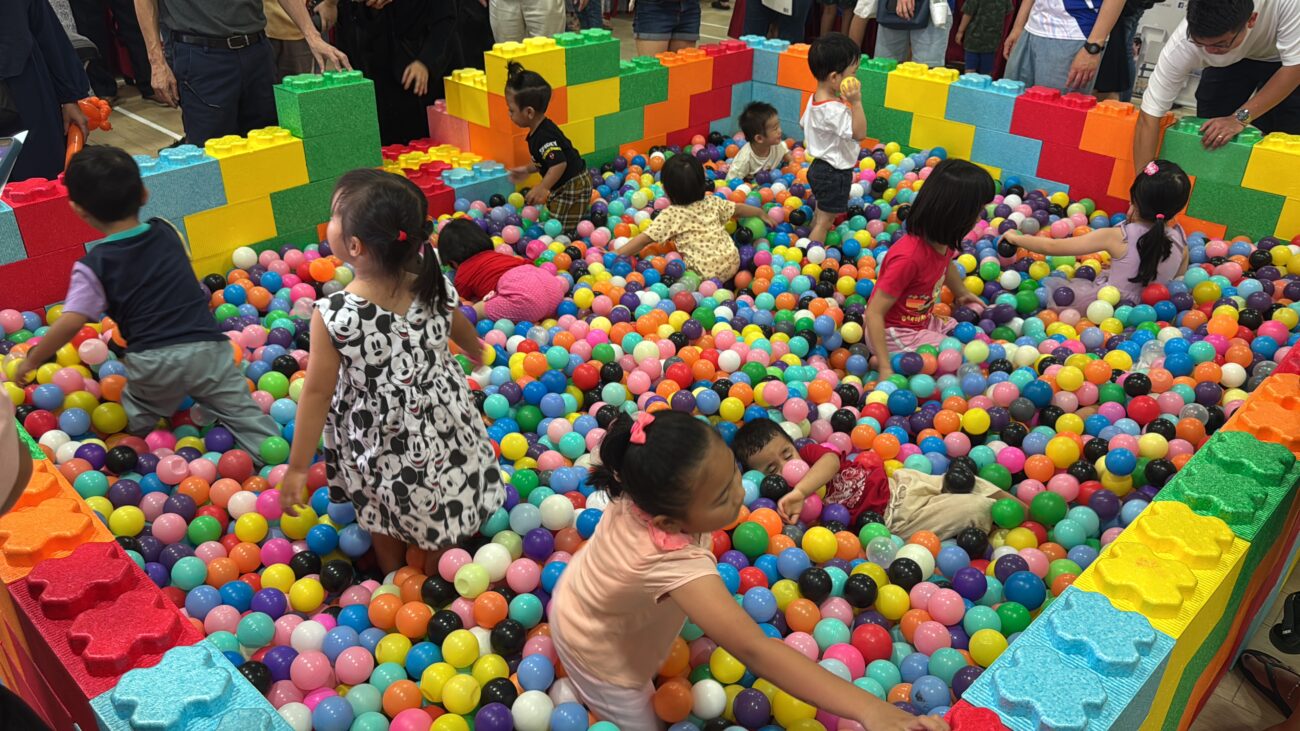 lego ballpit with people